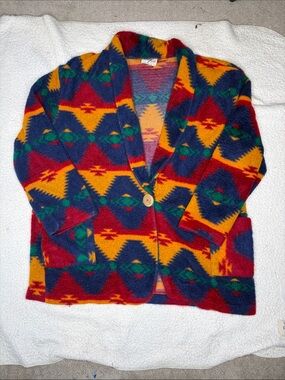 Vintage Forever Young Colorful Southwestern Fleece Jacket: Size 1X